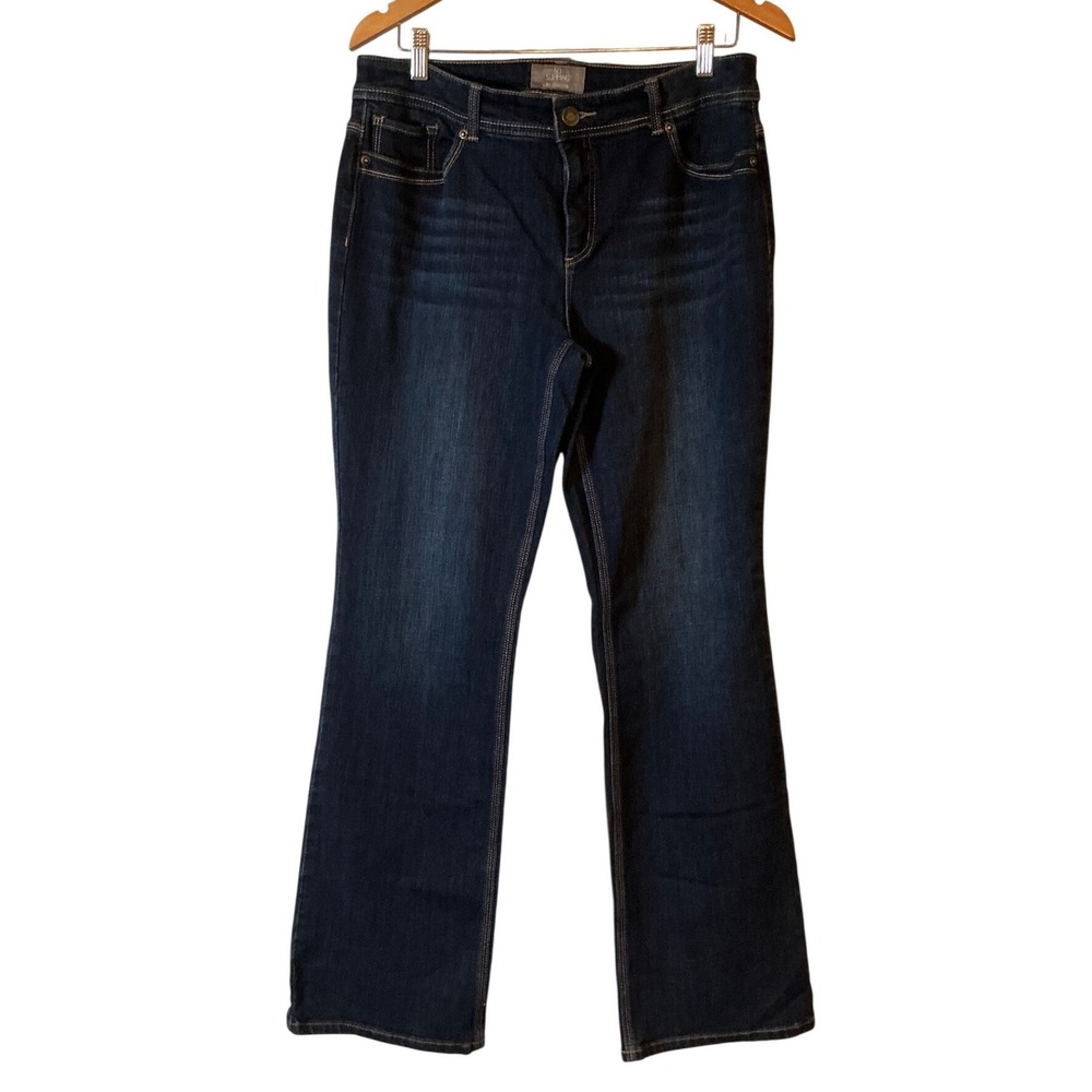 Chico's So Slimming Bootcut Jeans Dark Wash Rhinestone Back Pocket‎ Size 1.5 Reg